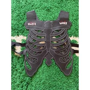 Black Work Skeleton Rib Cage Chest Rig Tactical Harness Goth Techwear Vest